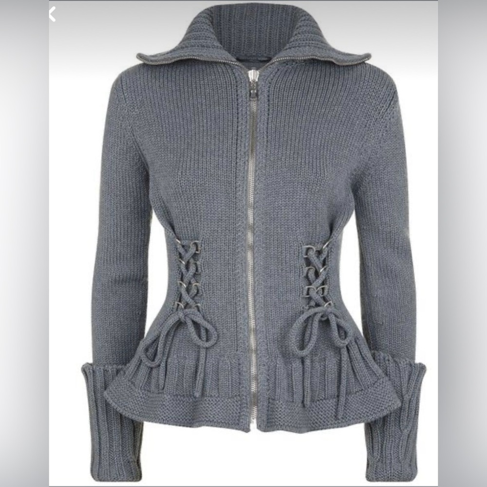 Alexander McQueen Knitted Zip-Up Corset Cardigan